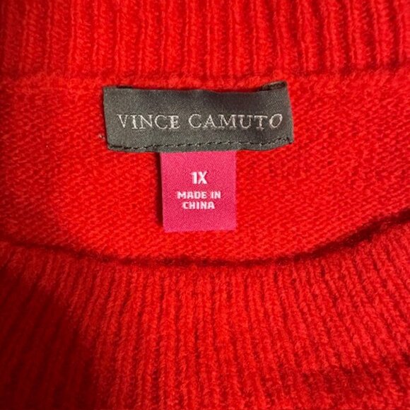 SOLD Red Vince Camuto Crewneck Oversize Tunic Pull Over 1X Sweater NWT - Picture 5 of 7